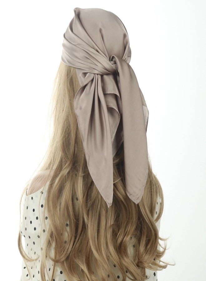 EIysee 70x70cm Solid Color Scarf-Satin Silk Head Scarf for Women Men Vintage Bandanas Satin Hair Scarf Silk Wrap (Pure camel-70cm) - Image 2